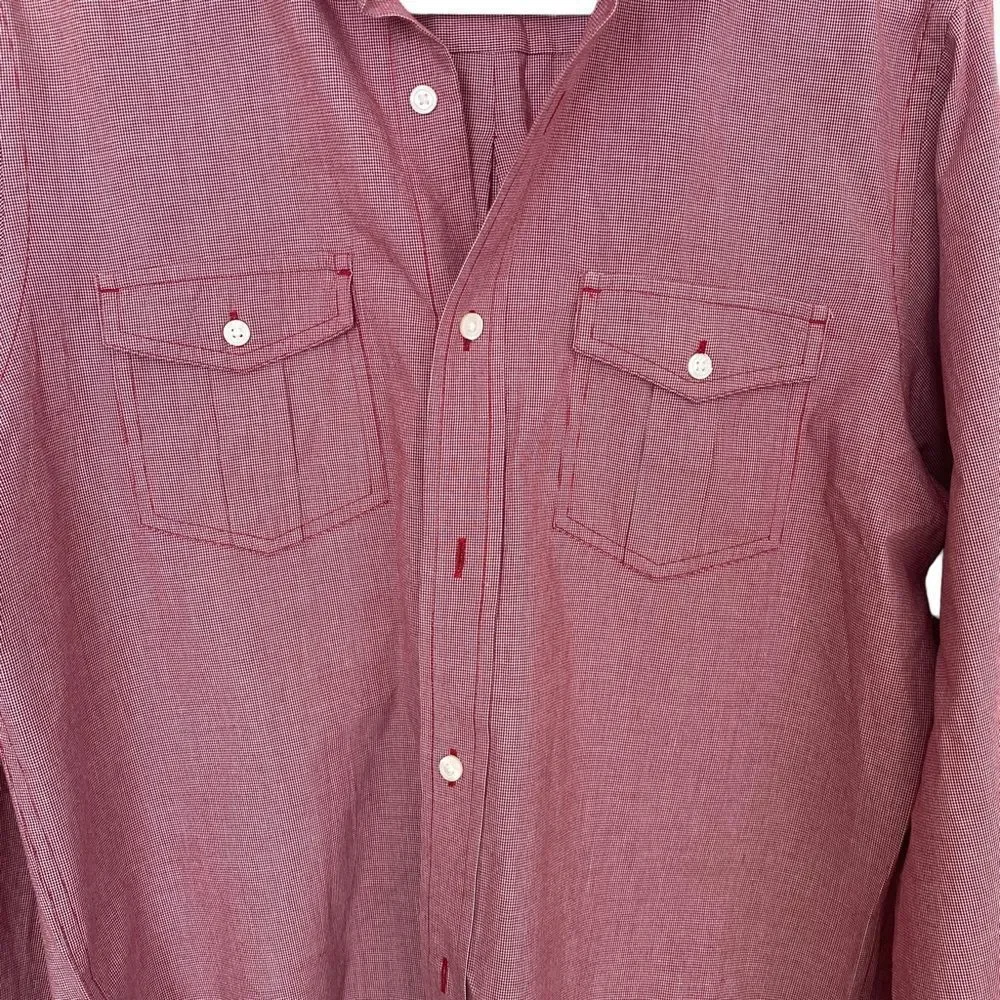Banana Republic Soft Wash Red & Stripe Long Sleeve Button Down Shirt Sz M‎